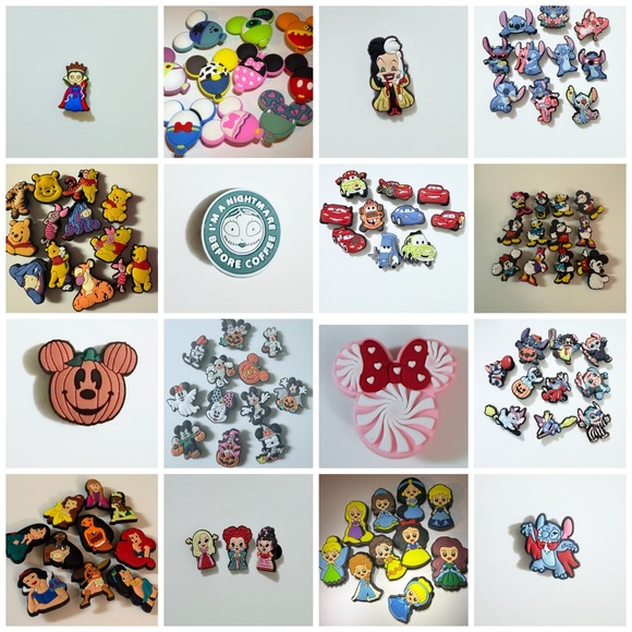 12 Glittery Hard Plastic Labubu Croc Charms Shoe Charm Disney Croc Charms - Picture 9 of 12